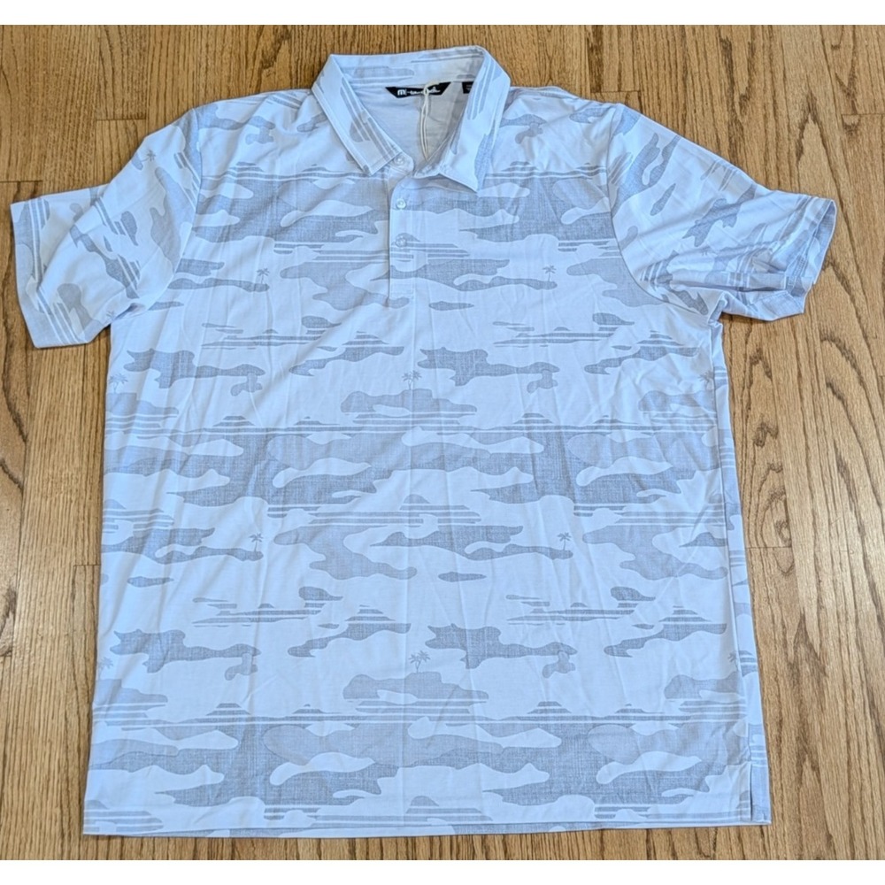 Travis Mathew Beachside Stealth Polo Shirt Men's 3XL White Camo NWT Golf Eco